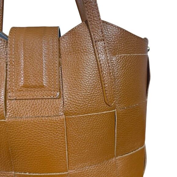 Unica Firenze Borse in Pelle Womens Woven Pebble Leather Satchel Handbag Purse - Picture 7 of 15